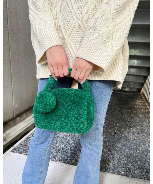 Narcissus（ナルシス）の「【Narcissus】モコモコバッグ（ハンドバッグ・レディース・グリーン/ピンク・FREE）」の15枚目の写真