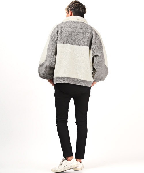 LUXSTYLE(ラグスタイル)の「切り替えボアジャケット(ブルゾン・メンズ・ホワイト×グレー/ホワイト×ブラック・L/XL/M)」の20枚目の写真