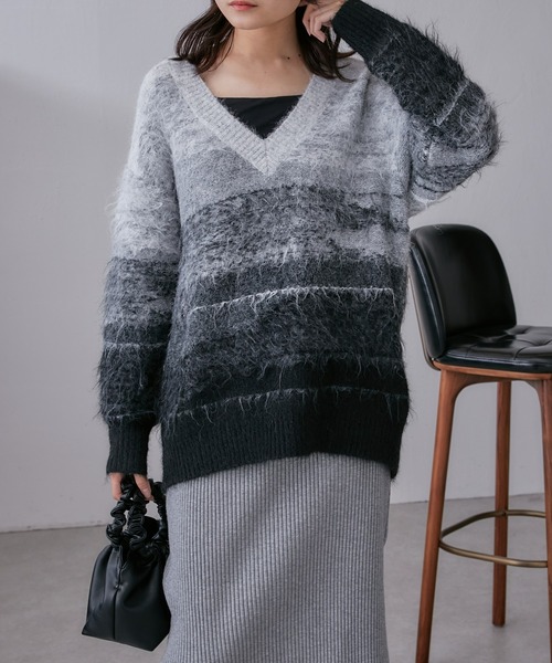 Lui's(ルイス)の「グラデーションジャガードニット(ニット/セーター・レディース・グレー/ブルー・FREE)」の9枚目の写真