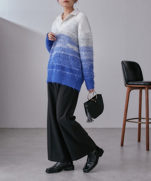 Lui's(ルイス)の「グラデーションジャガードニット(ニット/セーター・レディース・グレー/ブルー・FREE)」の6枚目の写真