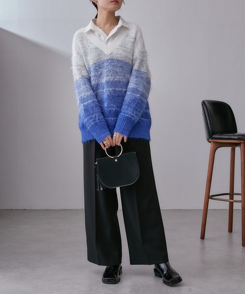 Lui's(ルイス)の「グラデーションジャガードニット(ニット/セーター・レディース・グレー/ブルー・FREE)」の7枚目の写真