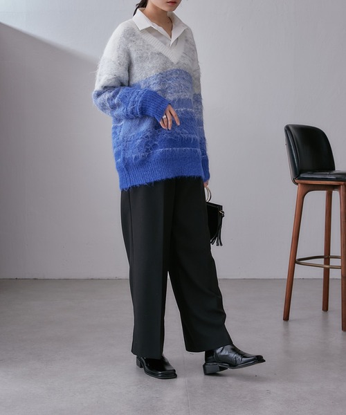 Lui's(ルイス)の「グラデーションジャガードニット(ニット/セーター・レディース・グレー/ブルー・FREE)」の8枚目の写真