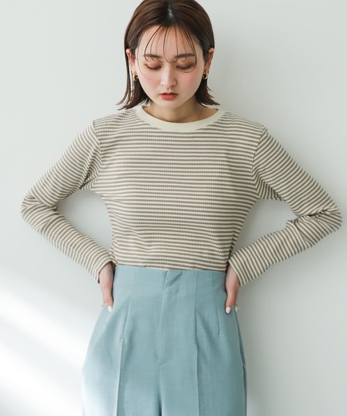 SENSE OF PLACE by URBAN RESEARCH（センスオブプレイスバイアーバンリサーチ）の「クルーネックリンガーボーダーTシャツ（Tシャツ/カットソー・レディース・ブラック系その他/ピンク系その他/グリーン系その他/ホワイト系その他・ONE）」の18枚目の写真