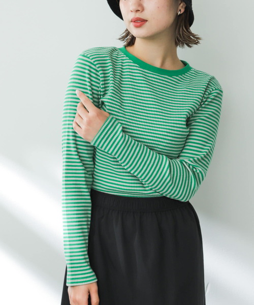 SENSE OF PLACE by URBAN RESEARCH（センスオブプレイスバイアーバンリサーチ）の「クルーネックリンガーボーダーTシャツ（Tシャツ/カットソー・レディース・ブラック系その他/ピンク系その他/グリーン系その他/ホワイト系その他・ONE）」の21枚目の写真