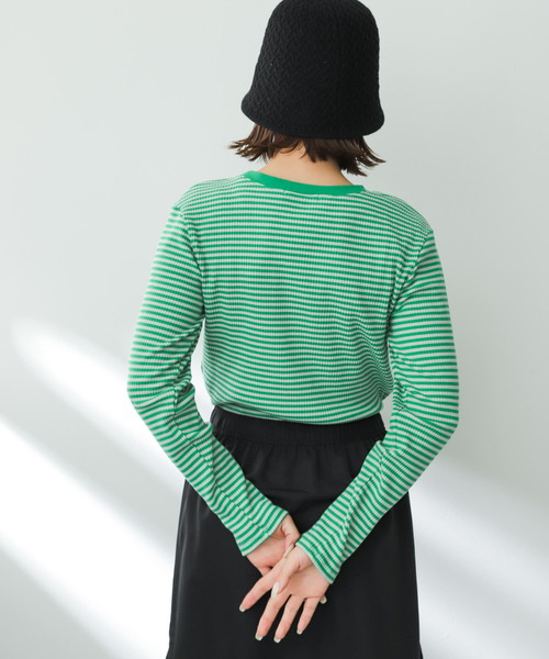 SENSE OF PLACE by URBAN RESEARCH（センスオブプレイスバイアーバンリサーチ）の「クルーネックリンガーボーダーTシャツ（Tシャツ/カットソー・レディース・ブラック系その他/ピンク系その他/グリーン系その他/ホワイト系その他・ONE）」の22枚目の写真