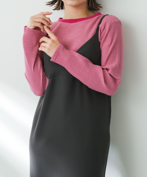 SENSE OF PLACE by URBAN RESEARCH（センスオブプレイスバイアーバンリサーチ）の「クルーネックリンガーボーダーTシャツ（Tシャツ/カットソー・レディース・ブラック系その他/ピンク系その他/グリーン系その他/ホワイト系その他・ONE）」の6枚目の写真