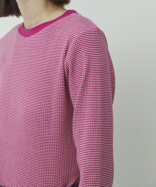SENSE OF PLACE by URBAN RESEARCH（センスオブプレイスバイアーバンリサーチ）の「クルーネックリンガーボーダーTシャツ（Tシャツ/カットソー・レディース・ブラック系その他/ピンク系その他/グリーン系その他/ホワイト系その他・ONE）」の9枚目の写真