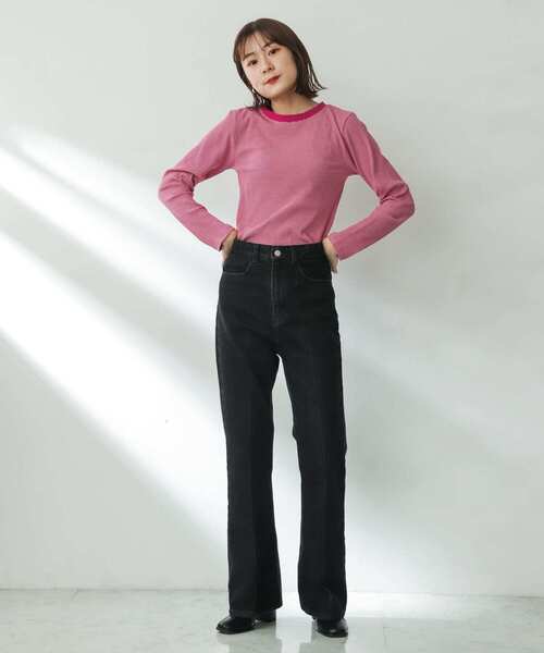 SENSE OF PLACE by URBAN RESEARCH（センスオブプレイスバイアーバンリサーチ）の「クルーネックリンガーボーダーTシャツ（Tシャツ/カットソー・レディース・ブラック系その他/ピンク系その他/グリーン系その他/ホワイト系その他・ONE）」の14枚目の写真