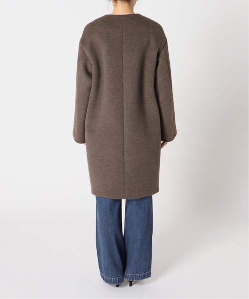 【美品】IENAイエナ/ブラウンノーカラーコート カラーレスループコート（ノーカラーコート）｜IENA（イエナ）の