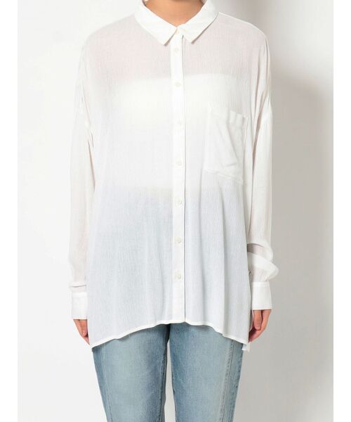 GYDA（ジェイダ）の「楊柳シアーBIG シャツ（シャツ/ブラウス・レディース・ブラック/オフホワイト/ピンク/アイボリー・FREE）」の2枚目の写真