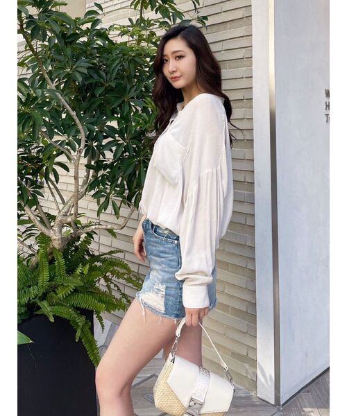 GYDA（ジェイダ）の「楊柳シアーBIG シャツ（シャツ/ブラウス・レディース・ブラック/オフホワイト/ピンク/アイボリー・FREE）」の7枚目の写真