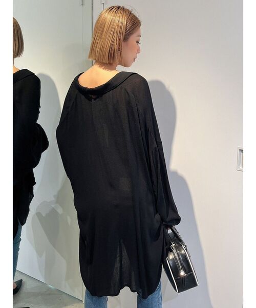 GYDA（ジェイダ）の「楊柳シアーBIG シャツ（シャツ/ブラウス・レディース・ブラック/オフホワイト/ピンク/アイボリー・FREE）」の6枚目の写真