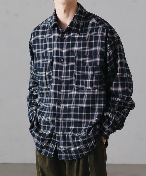 epnok(エプノック)の「Double Pocket Check Shirt/ダブルポケットチェックシャツ(シャツ/ブラウス・メンズ・ネイビー/ブラウン・LARGE/MEDIUM)」の2枚目の写真