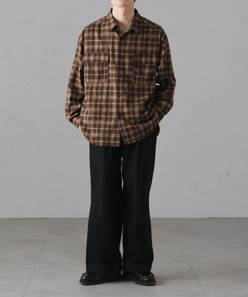 epnok(エプノック)の「Double Pocket Check Shirt/ダブルポケットチェックシャツ(シャツ/ブラウス・メンズ・ネイビー/ブラウン・LARGE/MEDIUM)」の7枚目の写真