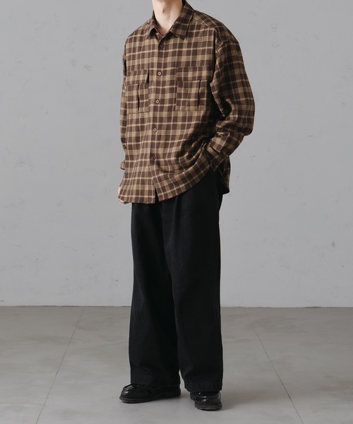 epnok(エプノック)の「Double Pocket Check Shirt/ダブルポケットチェックシャツ(シャツ/ブラウス・メンズ・ネイビー/ブラウン・LARGE/MEDIUM)」の6枚目の写真