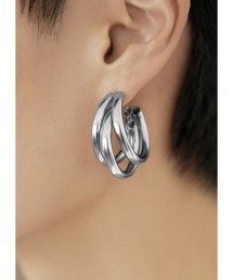 トリプルリングフープピアス