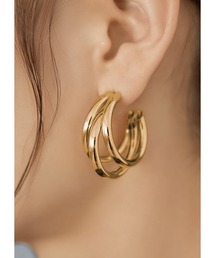 トリプルリングフープピアス