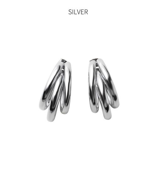 STYLE DELI（スタイルデリ）の「トリプルリングフープピアス（ピアス（両耳用）・レディース・ゴールド/シルバー・FREE）」の14枚目の写真