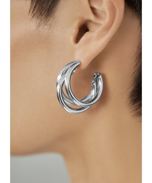 STYLE DELI（スタイルデリ）の「トリプルリングフープピアス（ピアス（両耳用）・レディース・ゴールド/シルバー・FREE）」の10枚目の写真