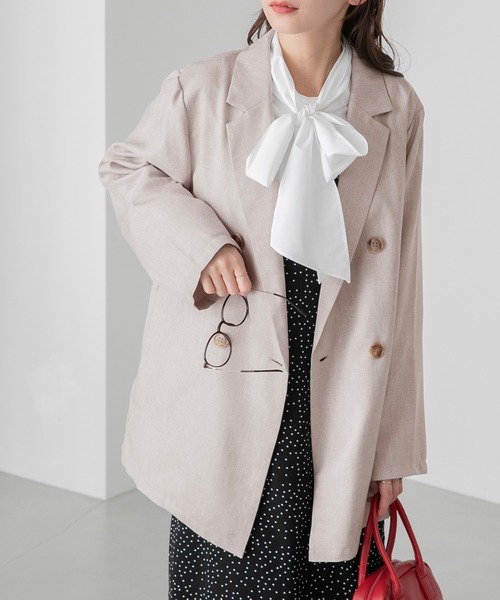 BONLECILL（ボンルシール）の「【セットアップ対応】オーバーテーラードジャケット（テーラードジャケット・レディース・チャコール/ベージュ/ブラック/ネイビー/ブルー/ブラウン系1・FREE）」の4枚目の写真