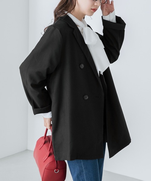 BONLECILL（ボンルシール）の「【セットアップ対応】オーバーテーラードジャケット（テーラードジャケット・レディース・チャコール/ベージュ/ブラック/ネイビー/ブルー/ブラウン系1・FREE）」の22枚目の写真