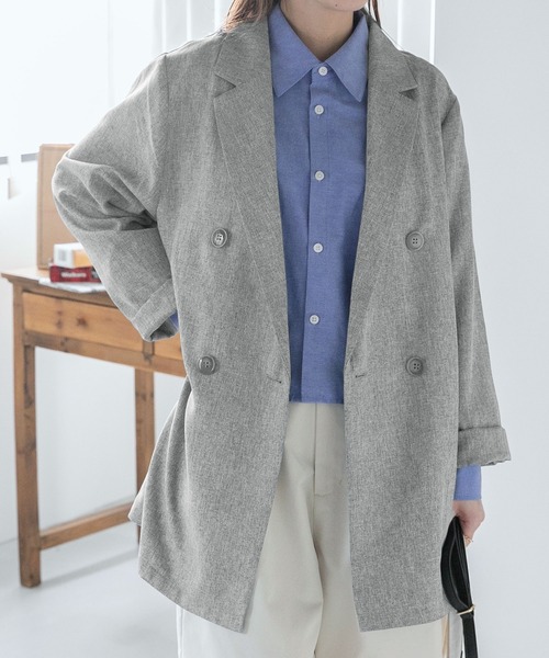 BONLECILL（ボンルシール）の「【セットアップ対応】オーバーテーラードジャケット（テーラードジャケット・レディース・チャコール/ベージュ/ブラック/ネイビー/ブルー/ブラウン系1・FREE）」の19枚目の写真