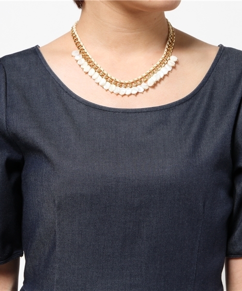 BEAUTY&YOUTH UNITED ARROWS（ビューティーアンドユースユナイテッドアローズ）の「BYSFN シェル ストリングチェーン ネックレス◆（ネックレス・レディース・オフホワイト・フリー）」の2枚目の写真