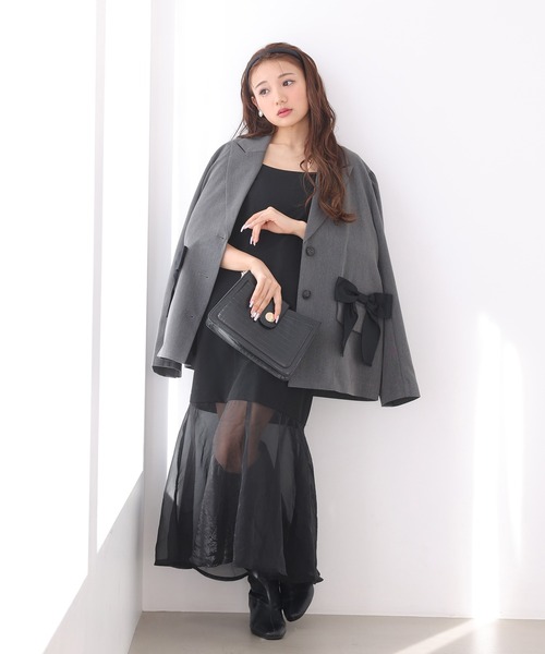 極美品 Sov. ストライプリボンワンピース カシュクール フレア Aライン 極美品 Sov. ストライプリボンワンピース カシュクール フレア A