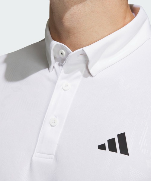 【新品】アディダス ゴルフ 半袖 ボタンダウン シャツ ホワイト メンズ S adidas（アディダス）の「エンボスプリント 半袖ボタンダウン