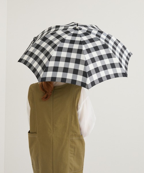 Paradise Picnic(パラダイスピクニック)の「because バンブーハンドルギンガムチェック日傘(長傘・レディース・ブラック/グリーン/イエロー・FREE)」の15枚目の写真