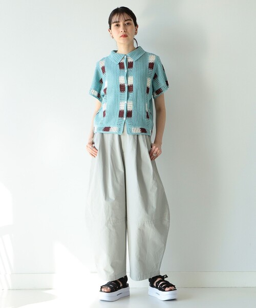 Ray BEAMS(レイビームス)の「Ray BEAMS / カギ針 ニット シャツ(ニット/セーター・レディース・オフホワイト/ライトブルー・ONE SIZE)」の7枚目の写真