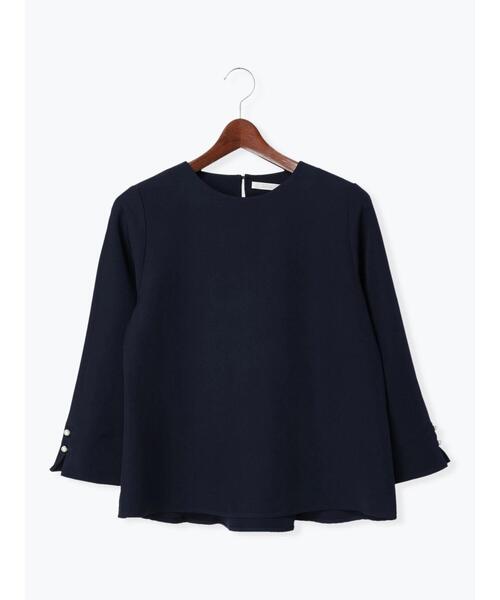 Te chichi（テチチ）の「ダブルクロス袖口パール釦バックペプラムブラウス（シャツ/ブラウス・レディース・ネイビー/ベージュ・ﾌﾘ-）」の13枚目の写真