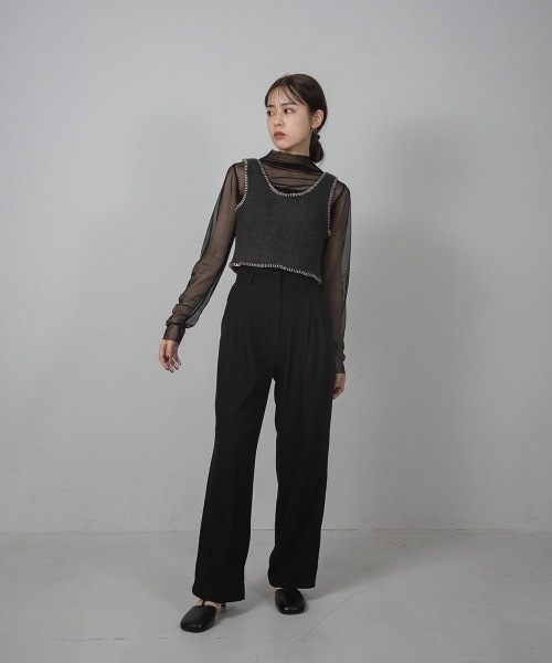 Amiur（エミレ）の「stitch knit bustier（ベスト・レディース・ベージュ/チャコールグレー・FREE）」の11枚目の写真