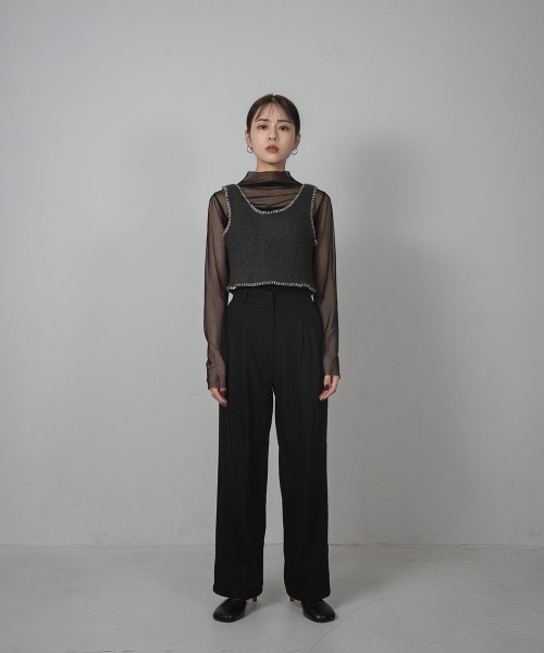 Amiur（エミレ）の「stitch knit bustier（ベスト・レディース・ベージュ/チャコールグレー・FREE）」の13枚目の写真