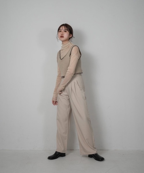 Amiur（エミレ）の「stitch knit bustier（ベスト・レディース・ベージュ/チャコールグレー・FREE）」の9枚目の写真