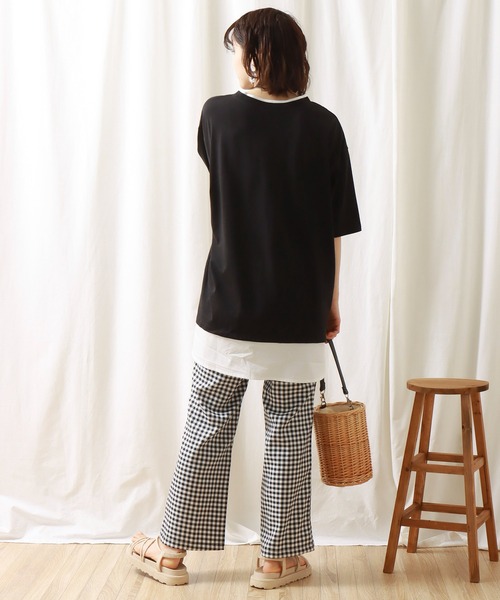 libelle more(リベル モア)の「《接触冷感》USAコットン重ね着風プルオーバー(Tシャツ/カットソー・レディース・オフホワイト/ブラック/ライトカーキ/ベージュ・M/L)」の15枚目の写真