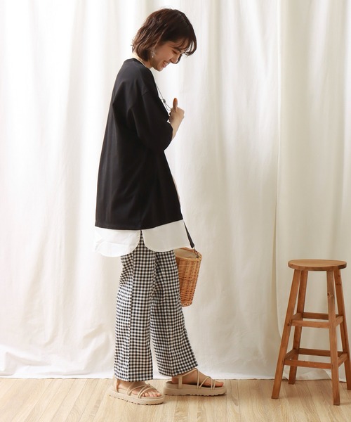 libelle more(リベル モア)の「《接触冷感》USAコットン重ね着風プルオーバー(Tシャツ/カットソー・レディース・オフホワイト/ブラック/ライトカーキ/ベージュ・M/L)」の16枚目の写真