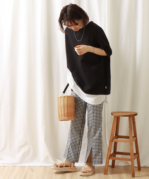 libelle more(リベル モア)の「《接触冷感》USAコットン重ね着風プルオーバー(Tシャツ/カットソー・レディース・オフホワイト/ブラック/ライトカーキ/ベージュ・M/L)」の14枚目の写真
