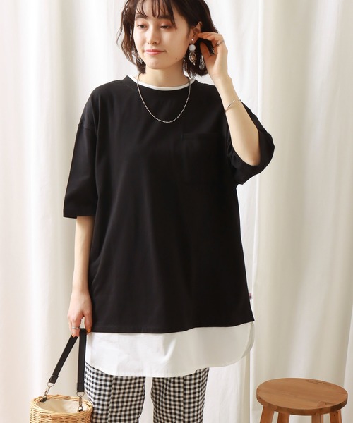 libelle more(リベル モア)の「《接触冷感》USAコットン重ね着風プルオーバー(Tシャツ/カットソー・レディース・オフホワイト/ブラック/ライトカーキ/ベージュ・M/L)」の18枚目の写真