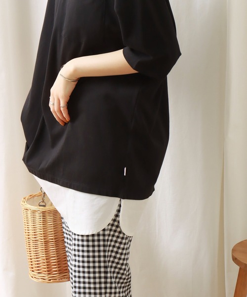 libelle more(リベル モア)の「《接触冷感》USAコットン重ね着風プルオーバー(Tシャツ/カットソー・レディース・オフホワイト/ブラック/ライトカーキ/ベージュ・M/L)」の21枚目の写真
