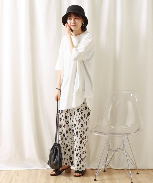 libelle more(リベル モア)の「《接触冷感》USAコットン重ね着風プルオーバー(Tシャツ/カットソー・レディース・オフホワイト/ブラック/ライトカーキ/ベージュ・M/L)」の6枚目の写真