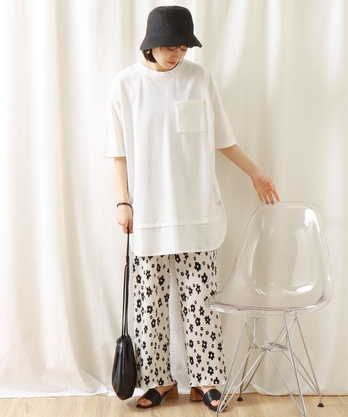 libelle more(リベル モア)の「《接触冷感》USAコットン重ね着風プルオーバー(Tシャツ/カットソー・レディース・オフホワイト/ブラック/ライトカーキ/ベージュ・M/L)」の9枚目の写真