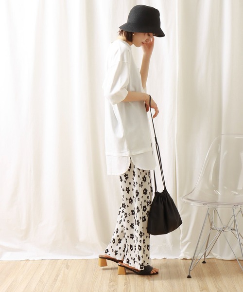 libelle more(リベル モア)の「《接触冷感》USAコットン重ね着風プルオーバー(Tシャツ/カットソー・レディース・オフホワイト/ブラック/ライトカーキ/ベージュ・M/L)」の8枚目の写真