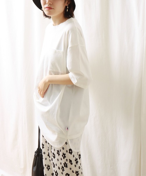 libelle more(リベル モア)の「《接触冷感》USAコットン重ね着風プルオーバー(Tシャツ/カットソー・レディース・オフホワイト/ブラック/ライトカーキ/ベージュ・M/L)」の11枚目の写真