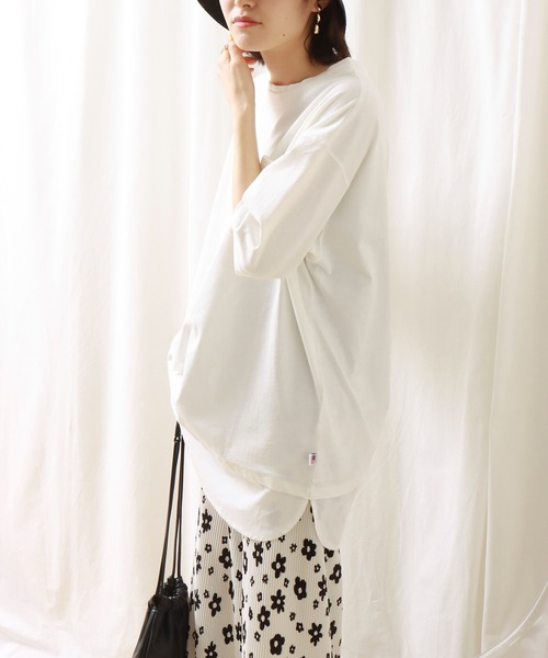 libelle more(リベル モア)の「《接触冷感》USAコットン重ね着風プルオーバー(Tシャツ/カットソー・レディース・オフホワイト/ブラック/ライトカーキ/ベージュ・M/L)」の12枚目の写真