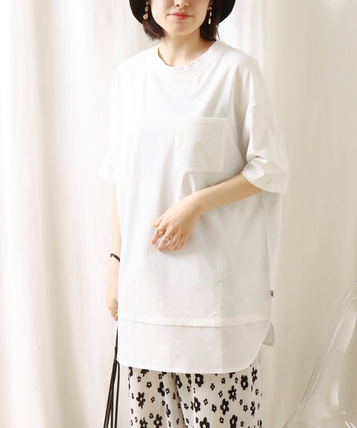libelle more(リベル モア)の「《接触冷感》USAコットン重ね着風プルオーバー(Tシャツ/カットソー・レディース・オフホワイト/ブラック/ライトカーキ/ベージュ・M/L)」の10枚目の写真