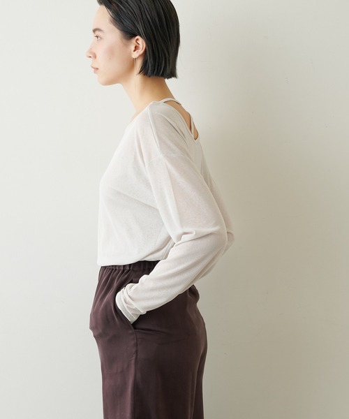 Whim Gazette(ウィムガゼット)の「【THE PAUSE】ストラップネックプルオーバー(Tシャツ/カットソー・レディース・ライトベージュ/ブラック・FREE)」の21枚目の写真