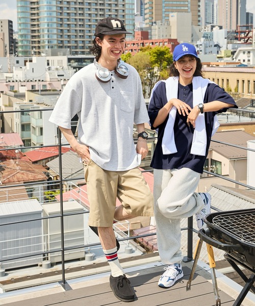 BARK MANHATTAN（バークマンハッタン）の「ビッグシルエット ワッフル ヘンリーネックポケット半袖Tシャツ（Tシャツ/カットソー・メンズ・ブラック/グレー/ブラウン/グリーン/オフホワイト/ネイビー/チャコール/パープル/グレイッシュベージュ・L/M）」の12枚目の写真