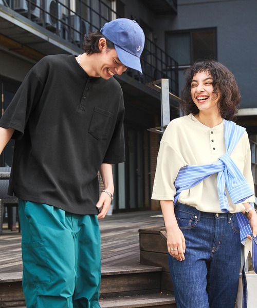 BARK MANHATTAN（バークマンハッタン）の「ビッグシルエット ワッフル ヘンリーネックポケット半袖Tシャツ（Tシャツ/カットソー・メンズ・ブラック/グレー/ブラウン/グリーン/オフホワイト/ネイビー/チャコール/パープル/グレイッシュベージュ・L/M）」の13枚目の写真