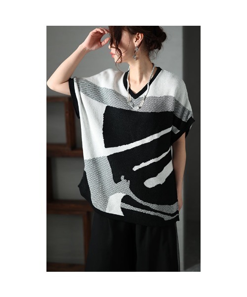 Sawa a la mode（サワアラモード）の「日本製カモフラージュ柄ニットトップス（ニット/セーター・レディース・ホワイト・FREE）」の20枚目の写真